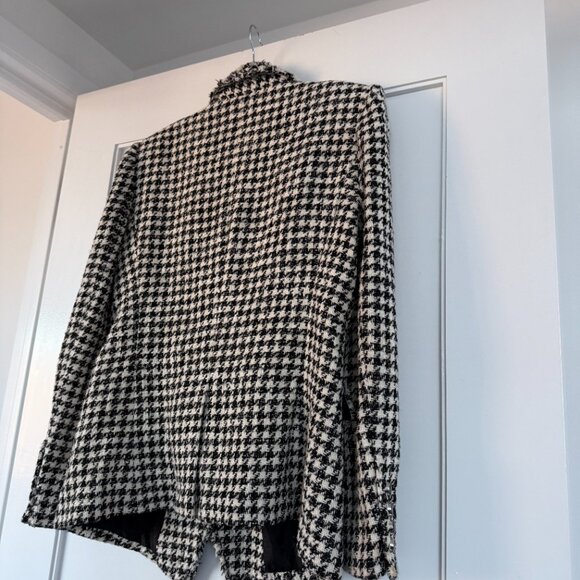 Veronica Beard Miller Houndstooth Blazer Dickey Jacket Fringe Trim Tweed Sz 10 - Picture 9 of 10